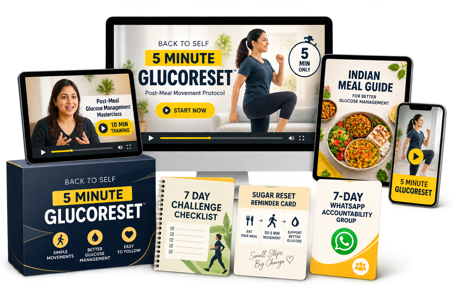 The Back to Self GlucoReset digital course and guides by Mirza Hina Khan
